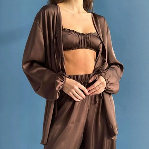 Conjunto de pijama con cordones Sexy de satén elástico para mujer, ropa cómoda y transpirable para el hogar - Product Image 6