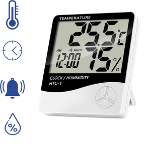เครื่องวัดอุณหภูมิและเครื่องวัดความชื้นในห้องหน้าจอขนาดใหญ่อุณหภูมิสูงสุด/นาทีพร้อมจอแสดงเวลา - Product Image 3