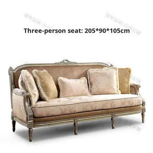 أريكة مقطعية عتيقة على الطراز الفرنسي والأمريكية من الخشب الصلب لشقة صغيرة من القماش المزدوج بثلاثة مقاعد للاستخدام المنزلي لغرفة المعيشة - Product Image 6