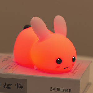 Dễ thương LED Thỏ Bunny hình trẻ em Quà tặng giáng sinh cạnh giường ngủ đèn ngủ Silicone bé trẻ em động vật đèn đêm - Product Image 2