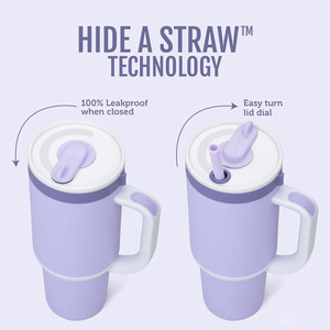 40oz insulated stainless steel tumbler sliding button retractable hidden <b>straw</b> bpa-free 40oz stainless steel sippy cup - Product Image 3