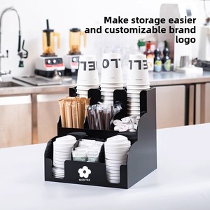 Portabicchieri per Caffè Nero e Tè al Latte con Ripiano per Bicchieri di Carta per Conservazione Bevande - Product Image 3