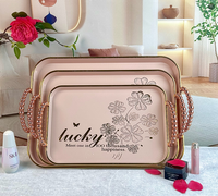 3-delige set bruiloftdecoratie transparant gouden dinerbord bruiloft feest vuurwerkpatroon charger borden fruit thee set dienblad