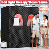 Tapis de chaise vapeur sauna à LED pour 2 personnes, avec panneau d'ordinateur en acrylique et isolation en coton polyester, 110V, pour thérapie par lumière rouge