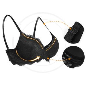Lingerie pour femmes <span class=keywords><strong>grande</strong></span> <span class=keywords><strong>taille</strong></span> de style français, <span class=keywords><strong>soutien</strong></span>-<span class=keywords><strong>gorge</strong></span> rembourré push-up, bretelles réglables, <span class=keywords><strong>soutien</strong></span>-<span class=keywords><strong>gorge</strong></span> à armatures, lingerie sexy en dentelle noire en stock - Product Image 5