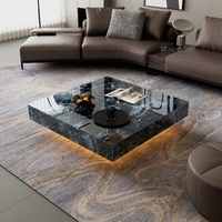 Table basse carrée en verre trempé de style italien moderne, luxe léger, haut de gamme, pour salon, hôtel, appartement, meubles de maison