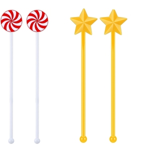 Santa hat màu sắc cổ điển cà phê khuấy nhựa sự gian lận thanh nóng ca cao thanh sô cô la trang trí tái sử dụng Cocktail Mixer - Product Image 2