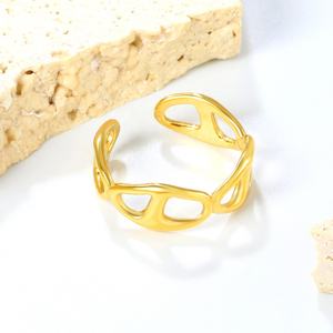 Anillo Ajustable Abierto Impermeable de Moda para Mujer, Chapado en Oro de 18K, Joyería de Acero Inoxidable, Anillos Personalizados Impermeables para Bodas - Product Image 3