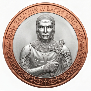 Moneda Conmemorativa Vintage del Rey Leónero Baldwin IV, Moneda de Desafío de Cobre Fundido a Presión para Exhibición Histórica de Cruzadas - Product Image 1