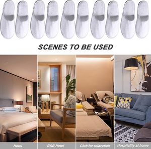 Pantoufles blanches SPA en polaire corail antidérapantes, respirantes et portables pour hôtel, invités, femmes, hommes et voyage - Product Image 4