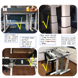 Ergonomic động cơ kép Chiều cao có thể điều chỉnh khung bàn bán buôn 3-giai đoạn hình chữ nhật nâng cột điện bảng cơ sở - Product Image 2