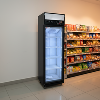 Vitrine Réfrigérée Professionnelle en Verre Trempé Transparent avec Refroidissement par Air et Sans Givre pour Supermarchés et Magasins de Détail