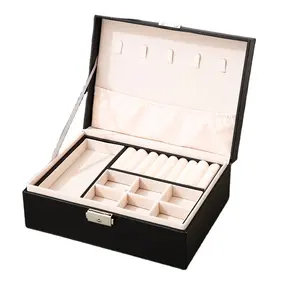 Luxury 2 Layers Leather Jewelry Box Nice Gift Boxes for Ladies Big Storage Box for Jewels