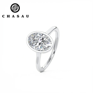 Bezel anello di fidanzamento matrimonio originale argento 925 solitario 4CT taglio ovale 5A Cubic Zirconia Lab anello di diamanti - Product Image 2