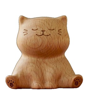 Wood Lucky Cat Figurine Compact Feng Shui Desktop <b>Ornament</b> Home Office Study Decor Housewarming Gift Single Piece - Product Image 5