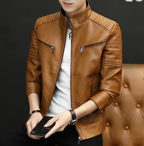 Liu Ming automne hiver nouveau 2024 produits hommes vêtements d'extérieur décontractés col montant Faux cuir moto vestes jeunesse mince PU manteaux