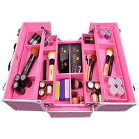 Valise à cosmétiques à double plateau, petite valise à cosmétiques en aluminium