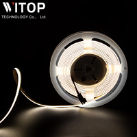 Éclairage linéaire COB 24V 360 LED/m 10mm de largeur, bande LED flexible intelligente RGB, CRI 90 élevé, PCB blanc, effet de défilement d'eau