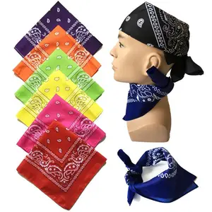 Unisex Square Bandanas Hip Hop Double Paisley Floral Print Headband Windproof Face Cover Cycling Sports Neck Tie Headwrap