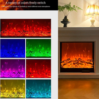Insert de cheminée électrique linéaire encastré moderne, flamme réaliste 7 couleurs, fonction de chauffage décorative pour fond de télévision