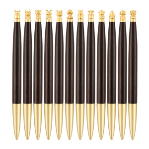 Stylo bille en bois de santal, design rétro élégant, avec motif animal du zodiaque en laiton, idéal pour le bureau, personnalisable avec logo, cadeau d'entreprise - Product Image 1