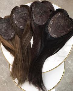 Topper de Cabello Humano Virgen de Primera Calidad al por Mayor con Flecos, Color Rubio Miel Marrón, con Flequillo para Cabello Fino - Product Image 4