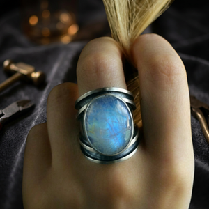 Wholesale Sterling Silver 925 Solid <b>Rainbow</b> Moonstone Wedding Ring Eternity Vermeil Handmade Customizable Jewelry - Product Image 3