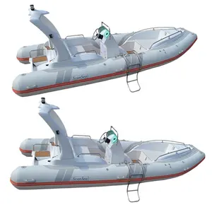 CE ORCA Hypalon 5.8m 9 Passengers Deep V-fiberglas Hull Rigid Inflatable Boat With Double Fiberglass Deck