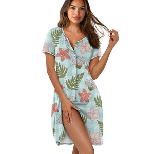 <span class=keywords><strong>Camicia</strong></span> <span class=keywords><strong>da</strong></span> <span class=keywords><strong>Notte</strong></span> Personalizzata <span class=keywords><strong>con</strong></span> Motivo Floreale Hawaiano, Super Morbida e alla Moda, <span class=keywords><strong>Manica</strong></span> <span class=keywords><strong>Corta</strong></span>, Collo Tondo, <span class=keywords><strong>Bottoni</strong></span>, Stampa su Richiesta - Product Image 4