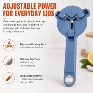 Abridor de tapas magnético de acero inoxidable, abridor de botellas multifuncional para diámetro de 2,5-9,5 cm, abridor de latas de cerveza y vino ajustable, herramienta de cocina - Product Image 5