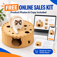 Maison d'activités ronde personnalisée en feutre pour chat, abri interactif d'intérieur pour animaux de compagnie avec trous de puzzle, vente en gros OEM ODM