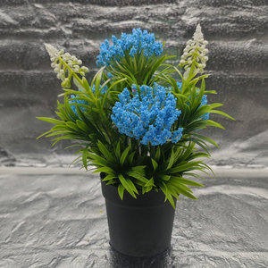Plante Artificielle Bonsaï pour Fleuriste, Blanc, Violet, Orange, Rouge, Bleu Ciel, Jaune, 25cm, en Plastique avec Pot, Décoration de Mariage, Ornement de Bureau - Product Image 3