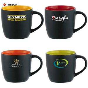 Taza de Café de Viaje de Porcelana Moderna de 12 oz, Negra Mate, Marca TRESUN, Ecológica, Promoción de Regreso a Clases, Apta para Lavavajillas - Product Image 1