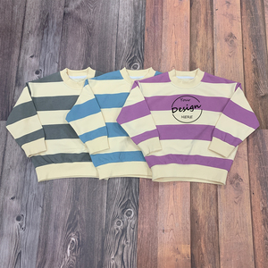 Sudadera a Rayas Personalizada al por Mayor de Alta Calidad, Cuello Redondo, Estampado, Informal, 100% Algodón, Felpa Francesa, para Adultos y Niños - Product Image 4