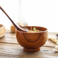 Cuisson Simple Jujube Bol En Bois Rond Servir Saladier Légumes Fruits Salade Bol À Mélanger Ustensiles De Cuisine