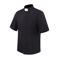 Chemise noire à manches courtes pour homme, rôle de missionnaire d'Halloween, jeu de rôle, écho prêtre, père, cosplay, en stock