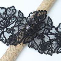Nouvelle dentelle brodée de sequins de 17 cm avec perles et soie polyester pour accessoires vestimentaires féminins tendance