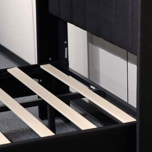 Cama de tela doble tamaño king con elevador de gas de estilo nórdico con almacenamiento Marco de cama de almacenamiento elevador de metal de lujo de terciopelo moderno California - Product Image 6