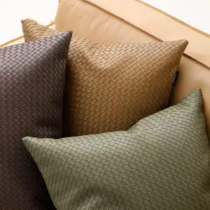Cuscini del sedile del divano del cuscino dello schienale in pelle di lusso quadrato moderno all'ingrosso di colore solido per la decorazione domestica