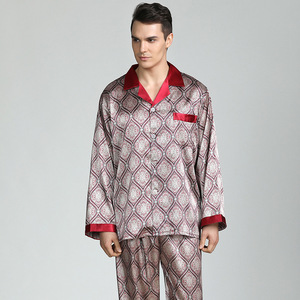 Pigiama da uomo in seta antimacchia pigiama da uomo pigiameria da notte in stile moderno camicia da notte in seta da casa maschile in raso morbido e accogliente per dormire - Product Image 1