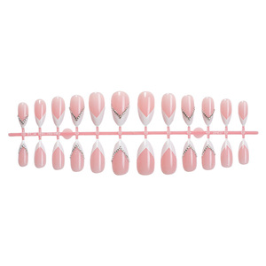 24 pièces, vente chaude, meilleur <span class=keywords><strong>prix</strong></span>, réduction en gros, <span class=keywords><strong>faux</strong></span> ongles pressés style français, rose blanc, <span class=keywords><strong>faux</strong></span> ongles en diamant français, <span class=keywords><strong>gel</strong></span>ée - Product Image 5