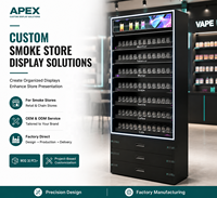 Étagère de présentation de tabac personnalisée APEX, système d'alimentation par poussée, boîte lumineuse LED remplaçable, étagères pour magasin de tabac