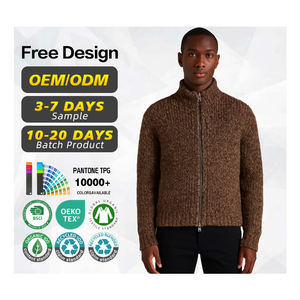 Produttore di maglieria con certificazione BSCI Logo personalizzato <span class=keywords><strong>nero</strong></span> caffè Alpaca <span class=keywords><strong>lana</strong></span> spessa Full Zip <span class=keywords><strong>Cardigan</strong></span> uomo per l'autunno inverno - Product Image 1