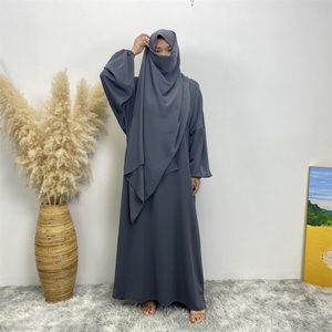 6675PK# Latest Design Dress for Women High Quality Nida Fabric Dress With Scarf Modest Khimar Hijab Abayah Islam Muslim Dress - Product Image 3