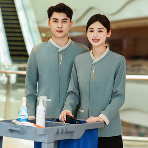 Nouvelle tenue de travail unisexe en polyester/coton à manches longues <span class=keywords><strong>pour</strong></span> le personnel d'entretien, les hôtels, les chambres d'hôtes et les centres commerciaux - Product Image 3