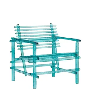 意大利阳台户外花园家具奢华亚克力休闲椅休闲蓝色水晶扶手椅
