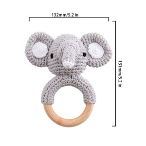 Juguete de Peluche de Ganchillo Hecho a Mano Estilo Nórdico, Sonajero para Bebés, para la Dentición y el Confort, de 0 a 24 Meses, de Madera - Product Image 5