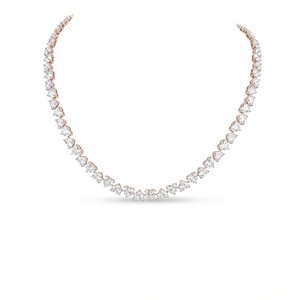 Collier de tennis Cœur inversé, forme de cœur, couleur EF naturelle, certifié GIA, bijoux de luxe pour femme, pour mariage - Product Image 3