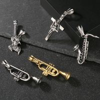 Rock Instrument Accessories Hip-hop Retro College Style Saxophone Skull Guitar Trumpet Titanium Steel Men's Pendant