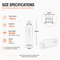 Botellas de Plástico PET Transparentes de 200 ml para Jugo, con Tapas de Rosca Blancas, para Envasado de Bebidas, Recargables, Libres de BPA